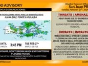Advertencia de inundaciones para Ponce, Villalba y Juana Díaz