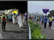 Decenas de hombres caminan de Juana Díaz a Hormigueros