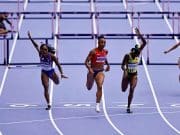 ¿Quiénes son las rivales de Jasmine Quinn Camacho en los 100metros con valla?