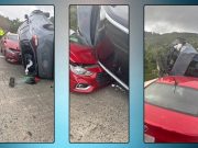 Accidente con auto volcado en la PR-52