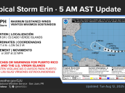 CNH prevé que el huracán Erin se alejará de Puerto Rico
