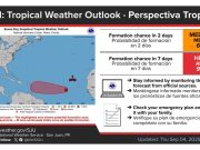 Se forma amplia área de baja presión sobre Atlántico
