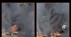 Dos camiones cogen fuego en la PR-52