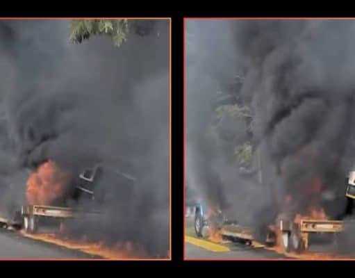 Dos camiones cogen fuego en la PR-52