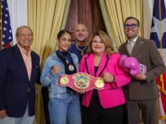Boxeadora Amanda Serrano recibe reconocimiento en Fortaleza