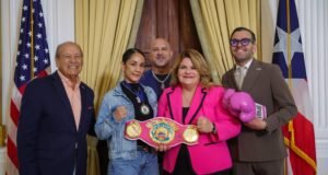Boxeadora Amanda Serrano recibe reconocimiento en Fortaleza