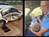 Policía atienda hijo de conductor que tuvo choque