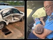 Policía atienda hijo de conductor que tuvo choque
