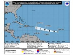 Dolly avanza a las Antillas con vientos de 40 mph