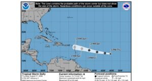 Dolly avanza a las Antillas con vientos de 40 mph