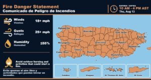 Meteorología advierte sobre alto riesgo de incendios y condiciones marítimas peligrosas en Puerto Rico