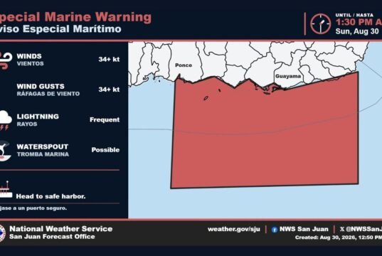 Emiten Aviso Especial Marítimo en costa sureste de Puerto Rico