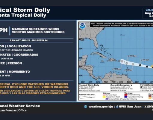 Tormenta Dolly se mueve a 24 mph al Oeste